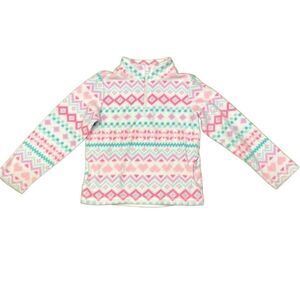 Children Place Girl 10/12 Purple Aqua Pink Heart Pattern Fleece w Pockets